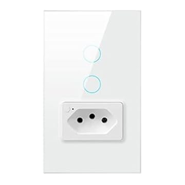 Interruptor Tomada Inteligente Touch - Alexa, Google e Siri (Branco 2 Botões)