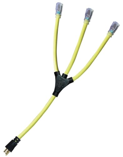 Voltec 04-00096 12/3 STW U-Ground "W" Adapter, 2-Foot, Blue with Yellow Stripe