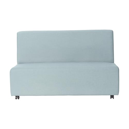 Image of Factory Direct Partners FDP Pro Series Upholstered Armless Mobile Sofa with Locking Casters for Portability Commercial Seating for Hotel Lobby, Office, Restaurant, Waiting Room, Home - Sky Blue