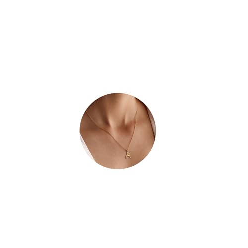 Ovian Gold Bamboo Initial Necklace for Women 18K Gold Plated Delicate Letters Necklace Dainty Initial Pendant Necklace Persoanlized Name Necklace