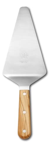 DUE BUOI Triangular Spatula Pizza-Cake Server Olive wood handle. Blade dimension 4.00