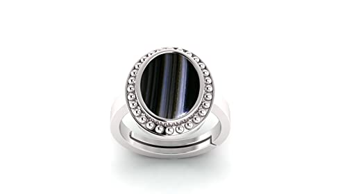 Bague réglable Safed Haqiq noir au quotidien, bijou en gemme