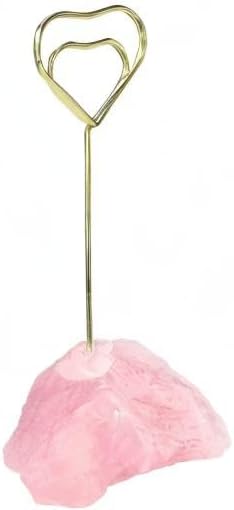 Miniatura 7 de rockcloud Tarjetero de mesa de cuarzo de cristal de cuarzo rosa, soporte de notas de número dorado para boda, fiesta, decoración de oficina en casa,