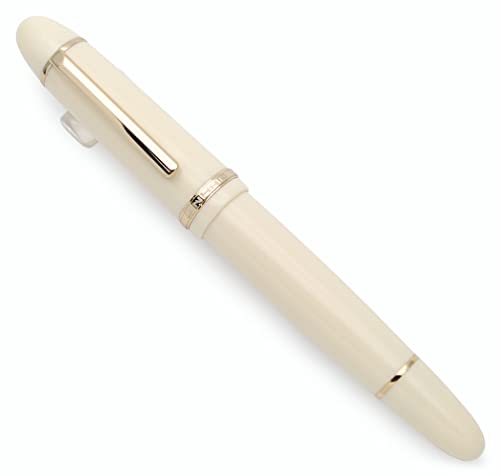 JINHAO X159 Resin Fountain Pen Iridium Extra Fine and Fine Nib with Ink Converter (Fine Nib, Gold Clip-Ivory White)