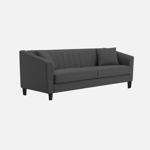 Image of Avion Natalia 3 Seater Velvet Sofa for Living Room|Dark Grey| Luxury Plush Fabric Couch, Modern Comfortable Upholstered Sofa, Premium Home Furniture Lounge Seating