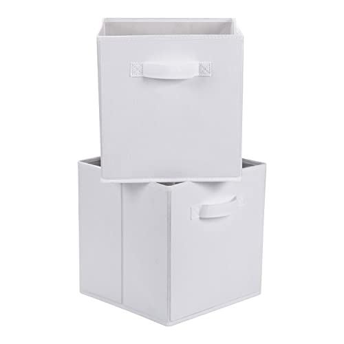 Amazon Basics Collapsible Fabric Storage Cubes Organizer With Handles, 10.5"X10.5"X11", White - Pack Of 6 #TOP1