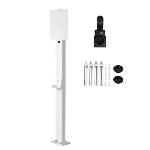 Universal EV Charging Station Stand with Hook and Canopy, Floor Mounted Vehicle Charger Holder for Secure and Convenient Charging in Garages, Factories, and Communities