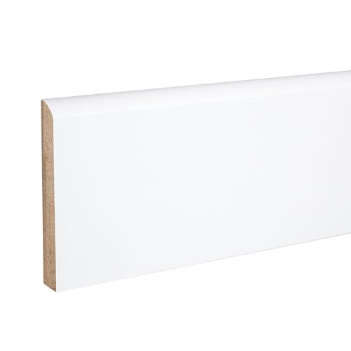 PROVISTON | Sockelleiste | Abgerundetes Profil | 10 x 70 x 2000 mm | MDF foliert Weiß | Moderne Fußleiste | 20 Meter Sparpack