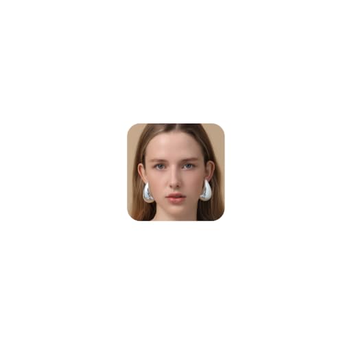 Image of Apsvo Chunky 14K Gold Plated Hoop Earrings for Women, Lightweight Waterdrop Hollow Open Hoops, Hypoallergenic Dupes Earrings