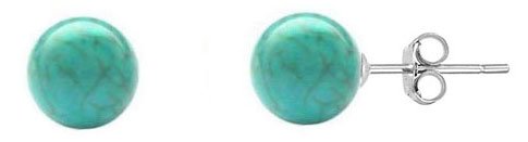 Stainless Steel Simulated Turquoise Ball Stud Earring
