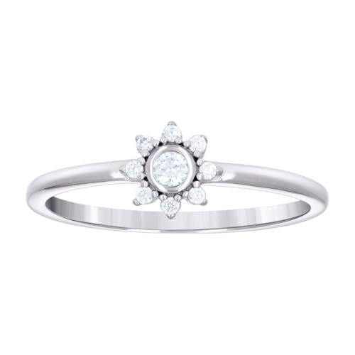 Bague de fiançailles pour femme fleur en argent 925 taille 9