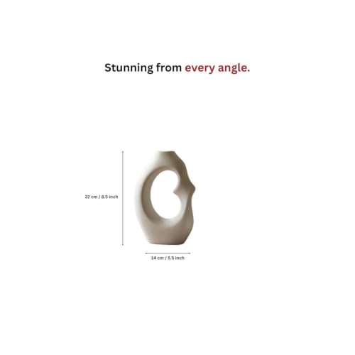 Image of Abstract Ceramic Flower Vase for Home Decor Modern Hollow Decorative Vase Matte White Nordic Table Vase for Pampas Grass, Dried Flowers & Artificial Flowers Living Room, Bedroom & Office