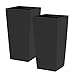simpa 27L Large Square Milano Grande Planter Pot - BLACK Set of 2 Pots - 51cm (H) x 26.5cm (W) x 26.5cm (D)