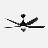 ABRILA - Ventilatore DC Elda 18 W nero | 5 pale | 6 velocità | Tecnologia LED 2250 lm | Telecomando con memoria e timer | 144 cm