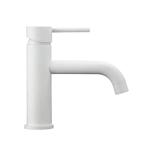 Robinet de bassin rond blanc mat, mitigeur lavabo eau chaude froide pour salle de bain