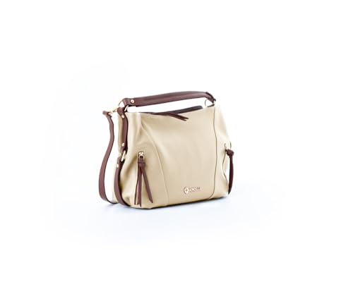 Image of Baroncelli Medium Italian Leather Tote Bag for Women - Pebbled Genuine Leather Handbag with Zipper - Made in Italy