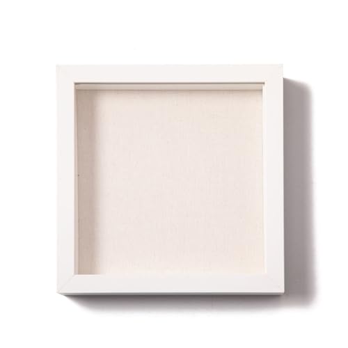 Muzilife 3D Bilderrahmen zum Befüllen mit Echter Glasscheibe, 22x22 cm-Tiefer Holz Rahmen Weiß, Objektrahmen Shadow Box, als Geschenk für Familie Freunde usw. (Weiß, 22x22cm)