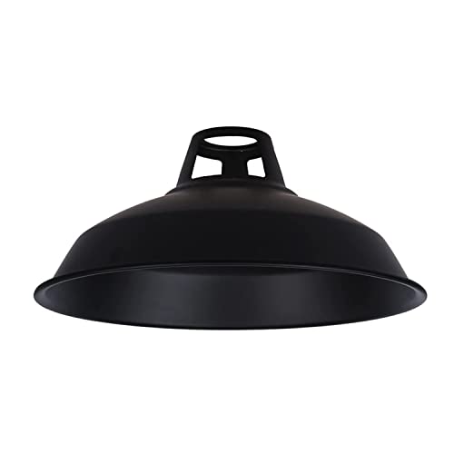 rétro industriel Style Abat-jour en métal facile à installer Suspension pour cuisine, salle à manger - E27 (Grange-Tout Noir) Cover