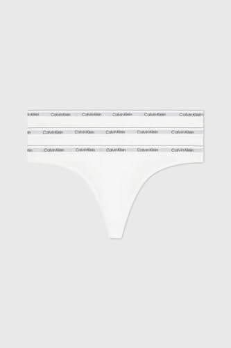 Calvin Klein Damen 3er Pack Strings Thong Unterwäsche, Weiß (White/White/White), L 3