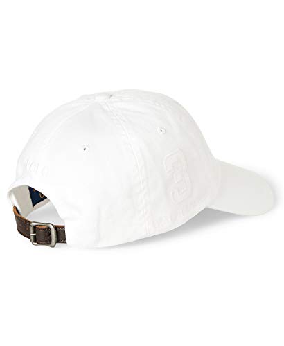 Image of POLO RALPH LAUREN Men`s Leather Strap Embroidered Chino Baseball Cap (White(6002) /White, One Size)