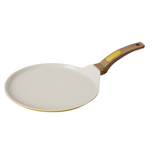 Cooksmart Signature 28cm Crepe Pan – Cast Aluminium | Non-Stick | PFOA & PFAS Free | Induction, Gas, & Electric Hob Compatible | Dishwasher Safe | Ergonomic Handle (Marigold)