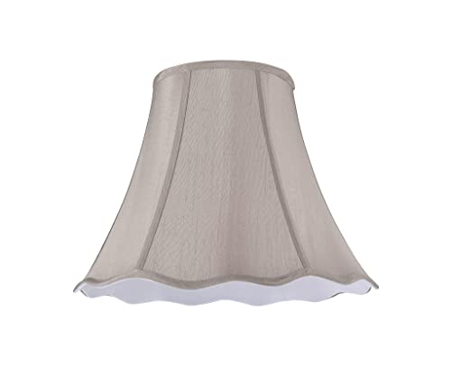 Image of Aspen Creative 34008A Transitional Bell Shape Spider Construction Lamp Shade in Taupe with Scalloped Edge, 12 inch wide (6 inch x 12 inch x 9 1 /2 inch)