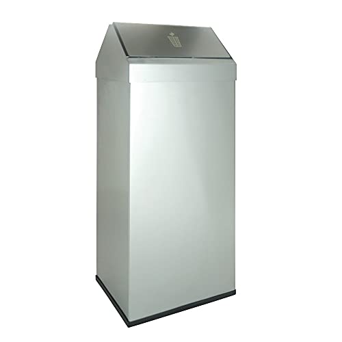 Papelera de acero inoxidable OFITURIA de 56L con cabezal basculante satinado para interior