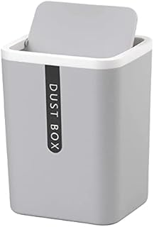 IKAAR Mini Trash Can with Lid, Desktop Bin, Plastic Small Dustbin, Mini Desktop Waste Bin, Makeup Table Trash Can, Portable Table Dustbin for Home Living Room Kitchen Bedroom Bathroom Office Grey