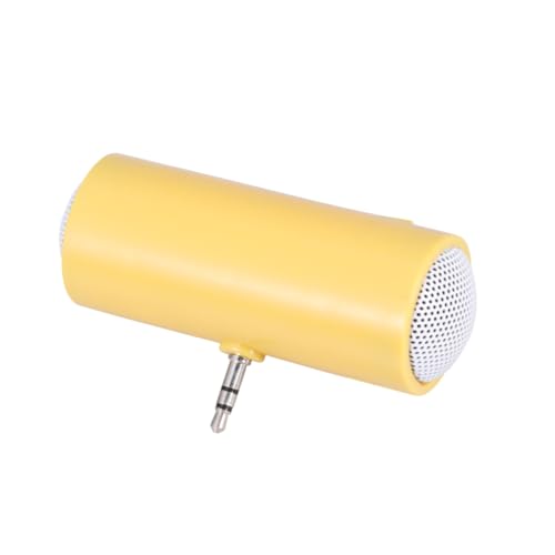 LOLIPPYY Mini Altavoz Portátil con Conector Jack Ligero y Compacto para Teléfono y Tablet sin Batería Color Amarillo Compatible con Dispositivos de Audio Estándar