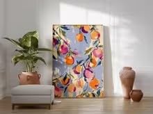 DIHANSM Buntes Pfirsichposter | Moderne botanische Fruchtkunst als Küchenwanddekoration (70x100cm/Ungerahmt)