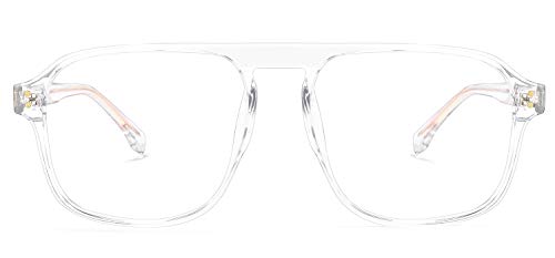 Image of Zeelool Retro TR90 Oversized Aviator Blue Light Blocking Glasses Computer Video Game for Women Men Willow TT217878-01 Crystal