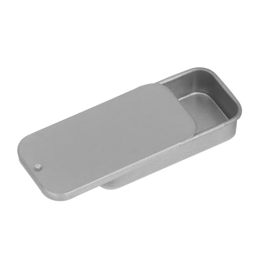 CHFYIJYHM Zinn 3PC Metall rechteckige Leere Blechdose, Blechblech-Druckdose, Scharnierbehälter, kleine Aufbewahrungsbox Blechdose(Silver 5x2.5x1cm)