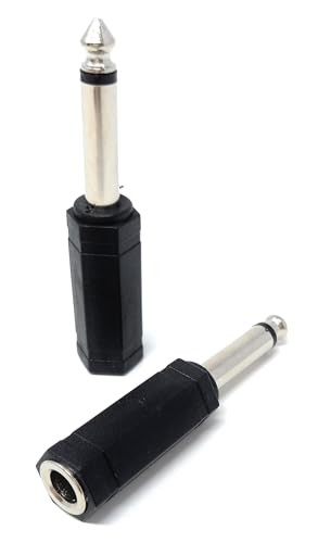 DRUT 2pcs 6.35mm 1/4 Mono Jack Plug to 6.35mm 1/4 Stereo Socket Cable Converter Adapter (Black) - Image 2