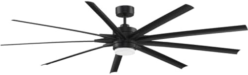Fanimation Odyn 9 Blade Ceiling Fan 22.64 Inches Tall and 84 Inches Wide with Black Finish and Black Blades