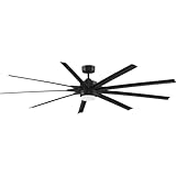 Fanimation Odyn 9 Blade Ceiling Fan 22.64 Inches Tall and 84 Inches Wide with Black Finish and Black Blades