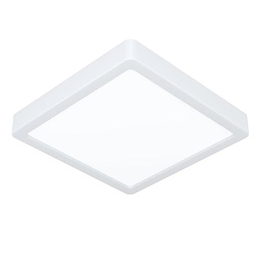 Eglo Fueva 6 Lámpara de techo LED cuadrada, de superficie, de plástico, en blanco, color luz blanco cálido o blanco frío, 22 x 22 cm