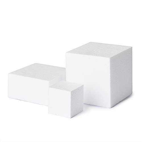 Styrofoam Blocks, 6-Count Smooth Polystyrene Foam Blocks for Crafts, 4 x 4 x 4 Inches