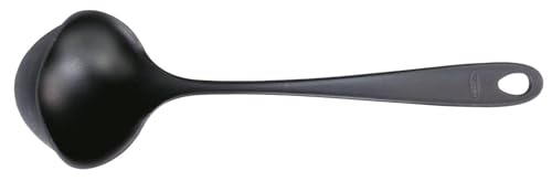Fiskars Cuchara sopera con borde antigoteo, Essential, Plástico, Longitud: 28 cm, Volumen: 100 ml, Para diestros y zurdos, Negro, 1065594