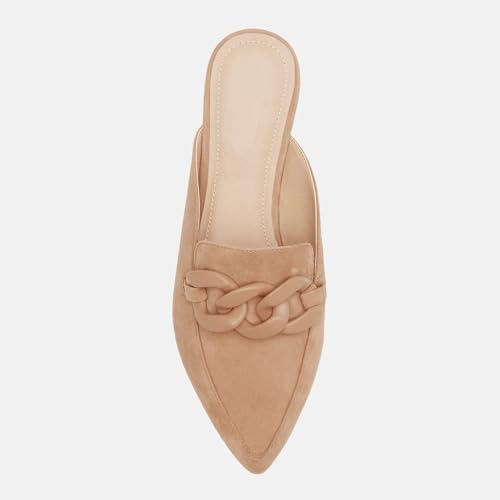 Image of Juliet Holy Womens Mules Flats Pointed Toe Backless Loafers Slip on Metal Chain Slides