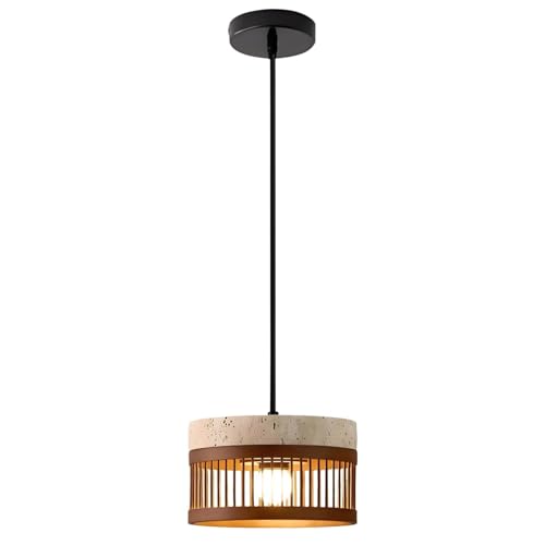 Lampe suspendue pour chambre luminaire travertin jaune au style japonais zen