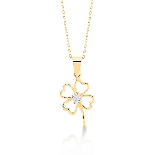 Gelin 14k Solid Gold Clover Necklace for Women