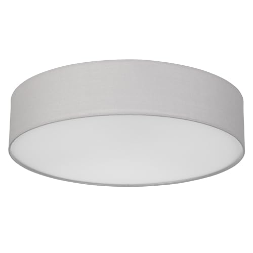 REV Deckenleuchte - Deckenlampe Wohnzimmer, Schlafzimmer & Küche rund 50cm mit Stoff-Lampenschirm im Vintage-Look, grau