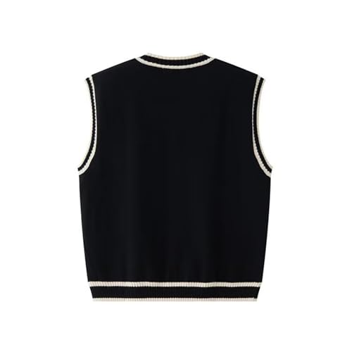Mens Cable Knit Sweater Vest V Neck Sleeveless Striped Casual School Sweater Vest Top Fall Winter4