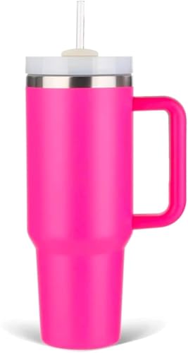 Image of Double Wall Insulated Stainless Steel Tumbler with Handle 1200ml | Leakproof Travel Mug with Straw | Hot & Cold Beverage Flask | Easy Carry (Multicolour)