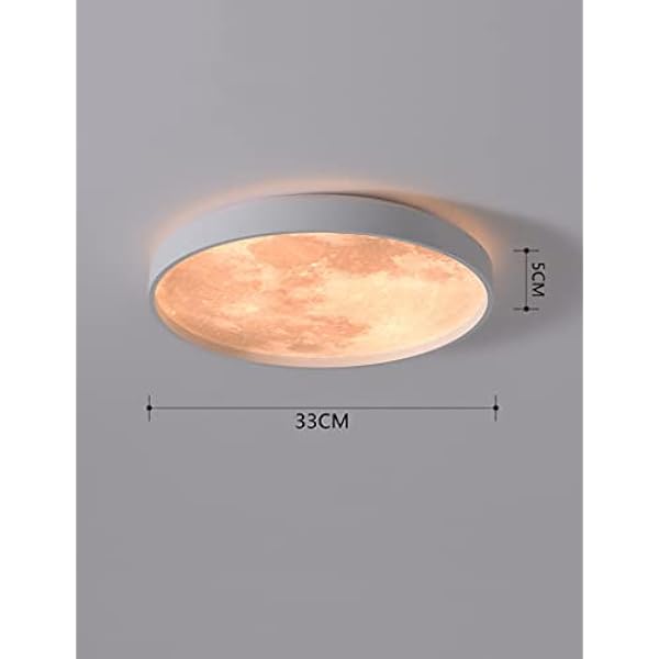 KRIPINC Lampara LED Techo Luna, Plafon Techo LED Circular, Lampara de Luna, Lampara Techo Infantil, Plafones de Techo Modernos para Salon Dormitorio (Blanco, Luz Cálida, 33cm, 24W)