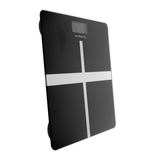 Pèse-personne numérique rechargeable en verre noir avec écran rétro-éclairé