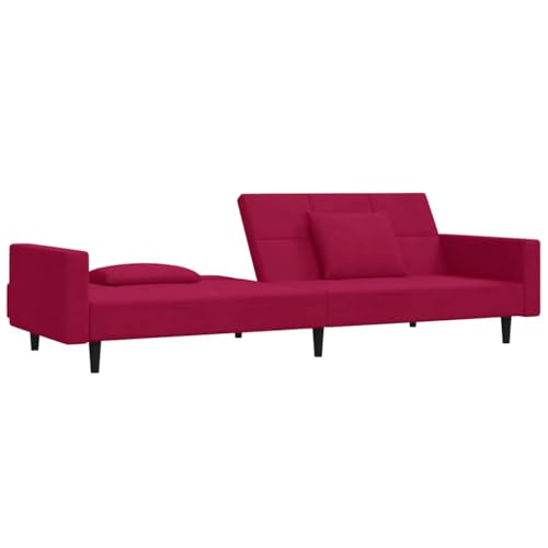 Sofá cama de 2 plazas con función de sueño de 220 cm ajustable con 2 almohadas 6