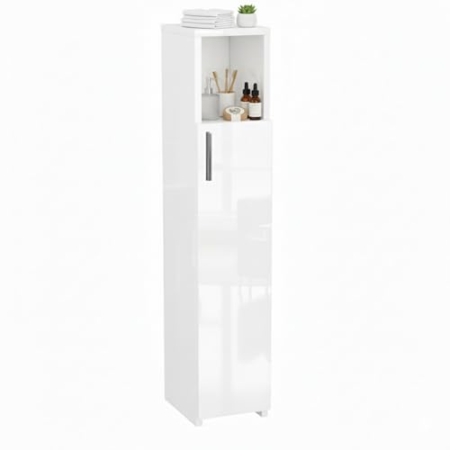 ComfortCove Slim Bathroom Cabinet Tall Bathroom Cabinet Gloss White
