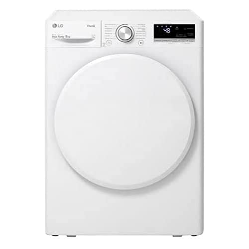 LG Electronics V3RT8N Dryer with Dual Inverter Heat Pump Technology | Automatic Self-Cleaning Condenser | 8kg Capacity | Wi-Fi Function, White