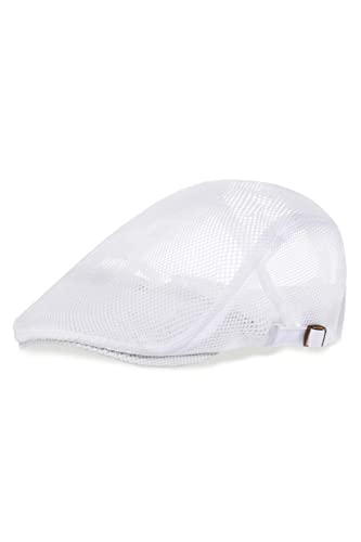 Image of BABEYOND Men's Mesh Flat Cap Breathable Summer Newsboy Hat Beret Cabbie Ivy Hat Gatsby Newsboy Hat for Driving Hunting